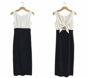 Vintage‎ Maggy London Colorblock Maxi Dress Black White Sheath Sz 4 thumbnail 2