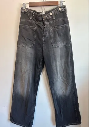 We The Free Charcoal Wide-Leg Patch Pocket Jeans thumbnail 1
