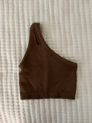 Brown One Shoulder Crop Top thumbnail 2