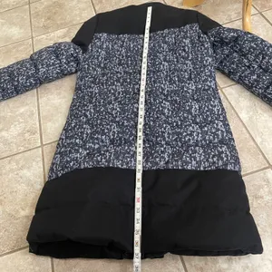 Fabletics‎ Waco Womens Black Gray Print Puffer Coat Longline Quilted Jacket Sz M thumbnail 8