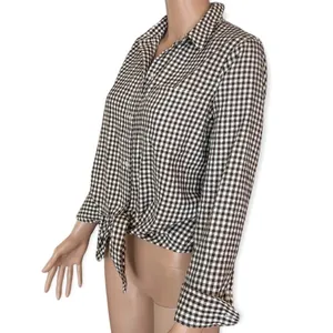 MADEWELL Flannel Tie Front Gingham Button Down Shirt Size S NEW thumbnail 6