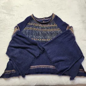 Free People Women's Navy Blue Craft Time Boho Sweater Size XS thumbnail 1