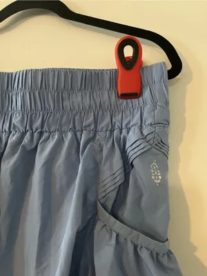 Free People Movement Blue High Rise Athletic Shorts Large Ruffle Side Pockets thumbnail 2