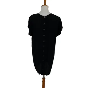 Madewell Crewneck Button Back Easy Dress M Black Short Sleeve Minimalist Casual thumbnail 5