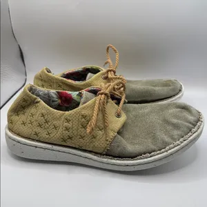 Justin Boots Cac-Tie Lace-Up Casual Shoes Tan Khaki Floral Lined Women’s JL142 Sz 8.5 thumbnail 6