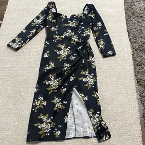 Reformation Floral Sweetheart Neck Midi Dress Long Sleeve Side Slit Size 6 . thumbnail 11