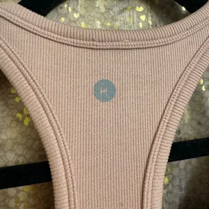 Yogalicious Mauve Pink Stretch Ribbed Double Sports Bra XL thumbnail 3