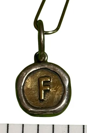 Waxing Poetic Initial F Typewriter Key Charm Sterling‎ Silver Brass Mixed Metal thumbnail 1