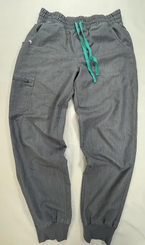 Figs Women's Gray Joggers with Teal Drawstring thumbnail 1