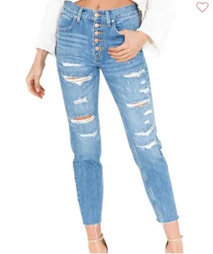 Free People We The Free Blossom Rigid Distressed Straight Leg Jeans Size 27 thumbnail 1