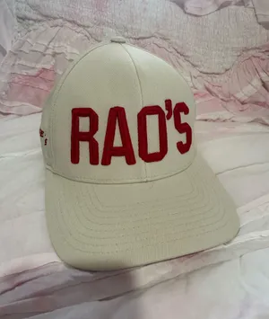 RAO'S Baseball Cap in Cream with Red Embroidery thumbnail 1
