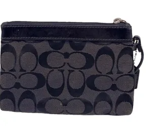 COACH Black Signature Canvas Wristlet thumbnail 2