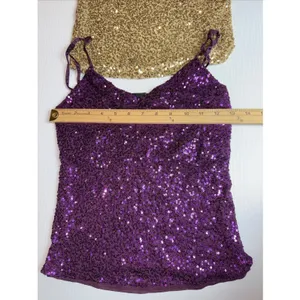 The Limited Sequin Sparkle Purple & Gold Shoulder Strap‎ Womens Tank Top S thumbnail 3