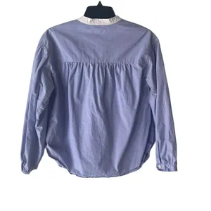 J. Crew Size 4 Small Gathered Light‎ Blue Bib Blouse Prarie Mininamlist thumbnail 4