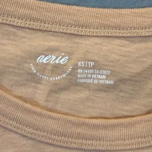 Aerie Women‎ XS Nude Peach Cotton Front Tie Wrap Crop Top Short Sleeve 078-5496 thumbnail 2