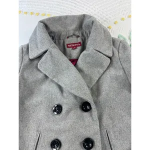 Merona Women Double‎ Breasted Gray Wool Blend Pea Coat Jacket Size Medium thumbnail 4