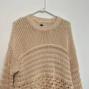 UNIVERSAL THREAD Cream Beige Mixed Knit Crochet Open Weave Crew Neck Sweater S thumbnail 3
