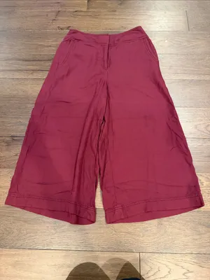 14th & Union Wide Leg Cropped Pants Burgundy Wine Size 2 - C61-110 thumbnail 3