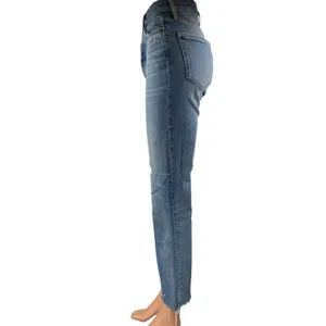 Aritzia Denim Forum The Arlo Blue High Rise Frayed Straight Denim Jeans Pants 24 thumbnail 2
