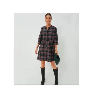Tuckernuck Festive Plaid Tartan Royal Shirt Dress XS Holiday Mini NWT thumbnail 9