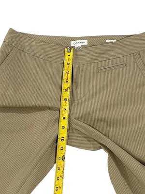 Calvin Klein Riley Tailored Khaki Pinstripe Wide-Leg Trousers thumbnail 4