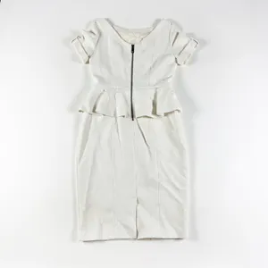 London Ponte Stretch Boat Neck Peplum Sheath Midi Dress Solid White 8 thumbnail 3