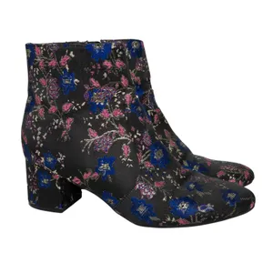 Unisa Uncayzea Ankle Boots Floral Embroidered Black Heel Booties 7.5 thumbnail 2