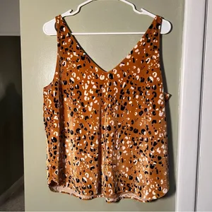 Loft Women's Size Medium Sleeveless V-Neck Top‎ Velour Velvet Tan Animal Print thumbnail 4