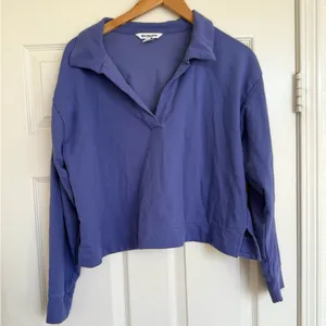 Athleta Retroterry Polo Sweatshirt Purple Lavendar Long Sleeve Collar Size M‎ thumbnail 4