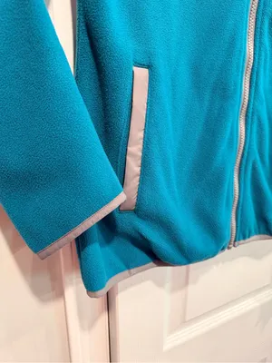 NWT Reebok Size M Teal Full Zip Fleece Jacket Retro Colorblock Outdoor Active thumbnail 5