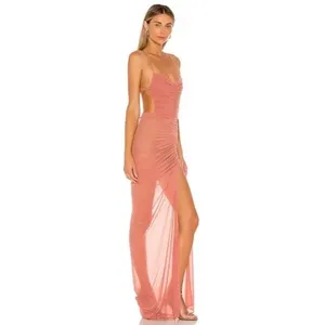 Michael Costello X Revolve Mesh Follie Maxi Gown Mauve Pink Women's Size Small thumbnail 2