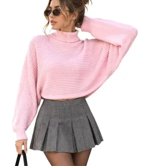 Pilcro Womens Ribbed Batwing Sweater Oversized XS Pink Coquette Preppy Ballet thumbnail 1
