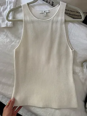 Banana republic ribbed stretchy white tank top thumbnail 1