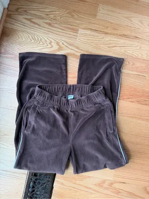 Tna Aritzia Chocolate Brown Velour Track Pants Size Medium Y2K thumbnail 2