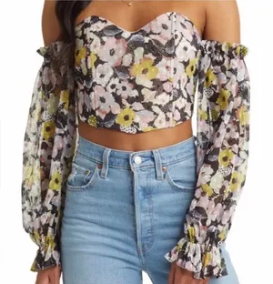Vici Floral Off the Shoulder Corset Top Size Medium NWT thumbnail 1