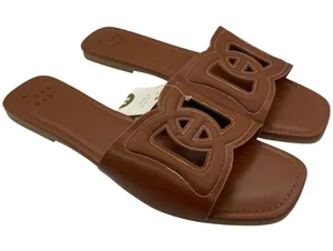 A New Day Deidra brown faux leather slide sandals women’s Size 11 thumbnail 1