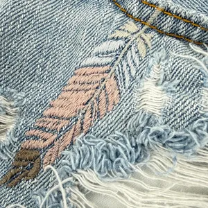 American Eagle Feather Embroidered Shorts‎ Womens 6 Hi Rise Distressed Denim thumbnail 3