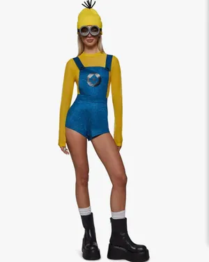 Dolls Kill blue overalls playful henchmen XL minion Costume thumbnail 4
