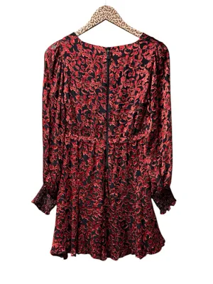 Alice + Olivia Briar Floral Blouson Empire Long Sleeve Mini Dress Red Black 2 thumbnail 3