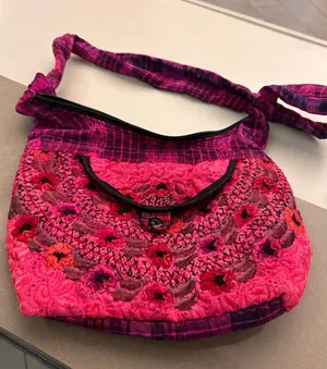 Vibrant Pink Plaid Shoulder Bag with Padded Strap thumbnail 1
