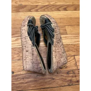Sbicca of California Black Knotted Cork Wedge Sandals Size 8 thumbnail 7