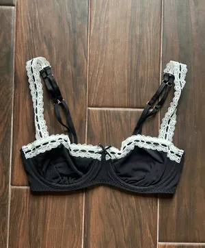 NWT Free People Intimately Bra So Sweet Balconette Black/White Trim 34D MSRP$48 thumbnail 3