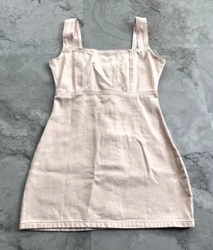 NWT Lioness Plush Pink Denim‎ Overall Jumper Dress Size Large L (fits like a 6) thumbnail 1