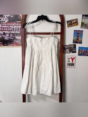 Reformation Catarina Dress White Ruched Babydoll Mini thumbnail 5