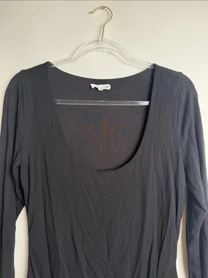 Good American Scoop Neck Long Sleeve Black Bodysuit Size 3 (Large) thumbnail 2