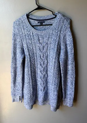 Tommy Hilfiger Blue Cable Knit Marled Sweater Size M thumbnail 1
