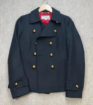 Banana Republic Womens‎ Black Double Breasted Peacoat Gold Buttons XS Preppy thumbnail 1