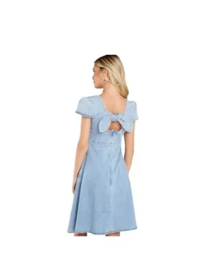 Molly Bracken Puff Sleeve Denim Dress Blue Size S Coquette Fairy Coastal Boho thumbnail 10