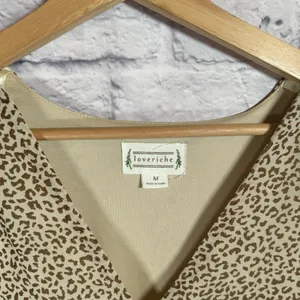 Loveriche‎ animal print swing dress tan/brown womens size medium short sleeve thumbnail 2