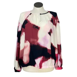 Nine West Blouse Watercolor Print Women XXL Abstract Keyhole Neck Long Sleeve thumbnail 4